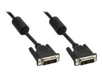 InLine DVI-D Kabel 5m, digital 18+1 Stecker / Stecker, Single Link, 2 Ferrite, schwarz
