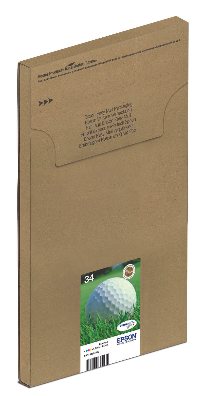 Epson Original Easy Golfball BK/C/M/Y Multipack 34 Packing 4er Druckerpatronen Mail (C13T34664510)