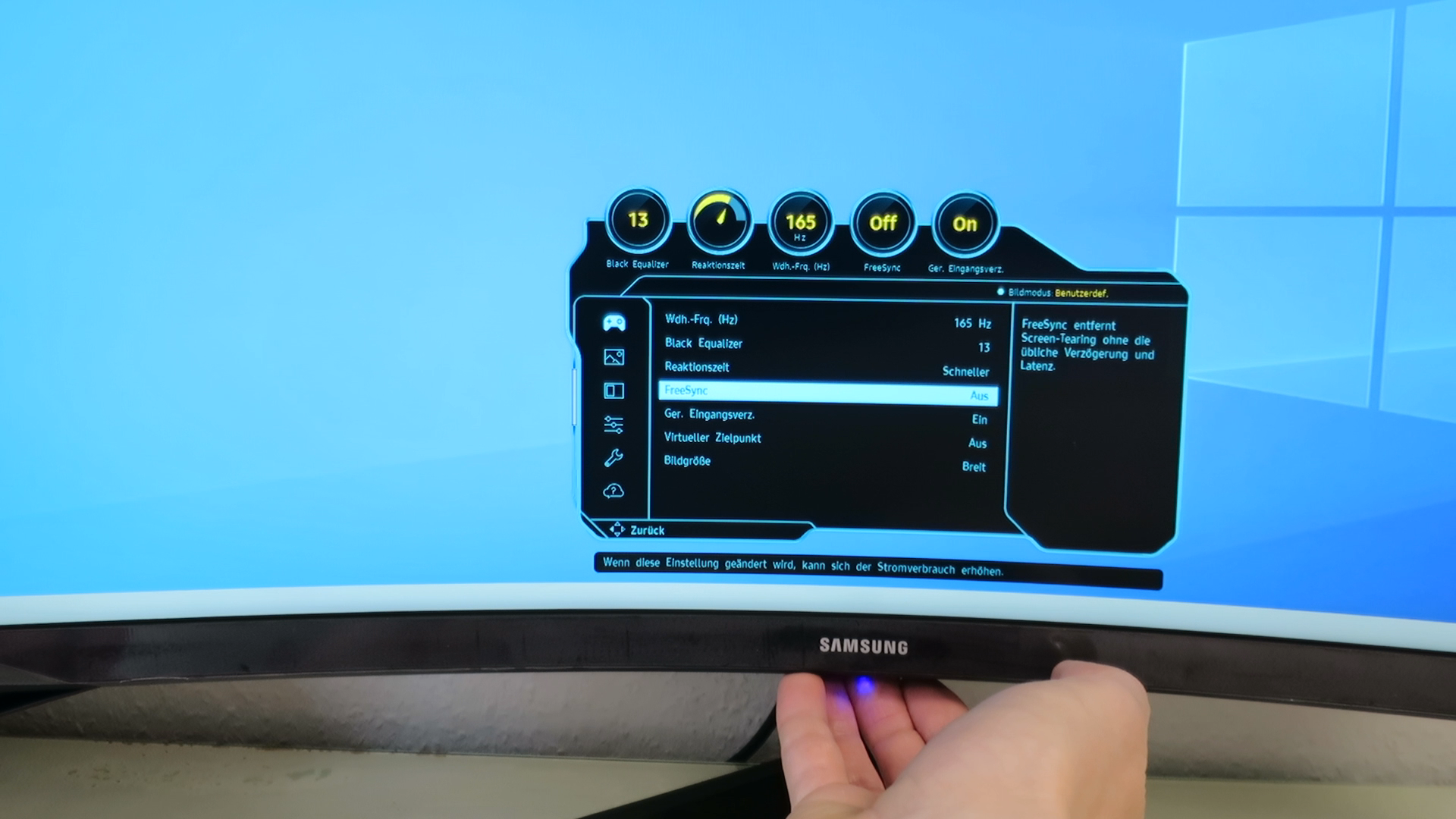 Bildschirmanstellungen am Samsung Odyssey G5